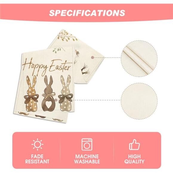 Carrots Rabbit Bunny Happy Easter Table Runner, Spring Summer Home Party Decor - Picture 5 of 7